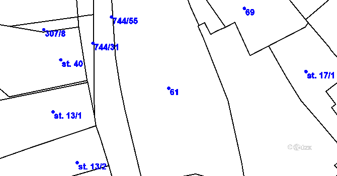 Parcela st. 61 v KÚ Chocomyšl, Katastrální mapa