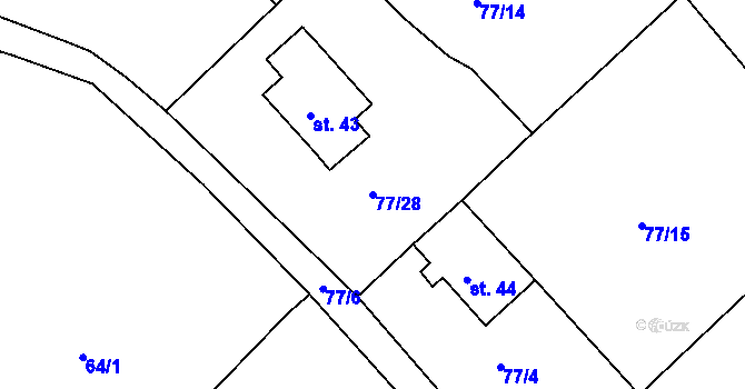 Parcela st. 77/28 v KÚ Chocomyšl, Katastrální mapa