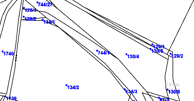 Parcela st. 744/1 v KÚ Chocomyšl, Katastrální mapa