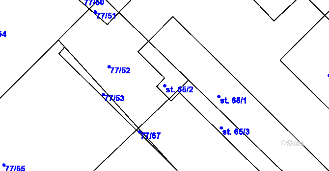 Parcela st. 65/2 v KÚ Chocomyšl, Katastrální mapa