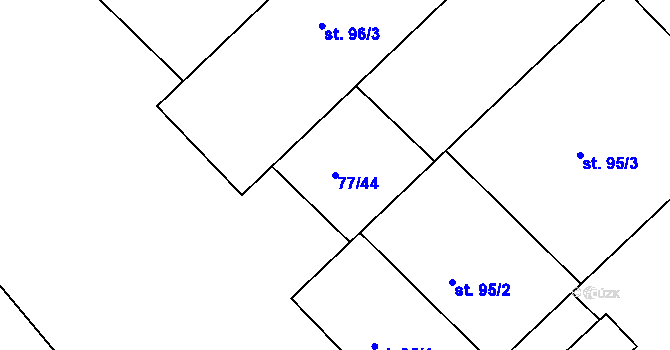 Parcela st. 77/44 v KÚ Chocomyšl, Katastrální mapa