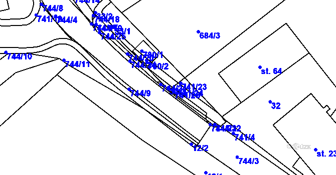 Parcela st. 33/3 v KÚ Chocomyšl, Katastrální mapa