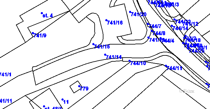Parcela st. 741/14 v KÚ Chocomyšl, Katastrální mapa