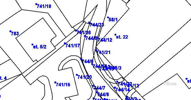 Parcela st. 741/21 v KÚ Chocomyšl, Katastrální mapa