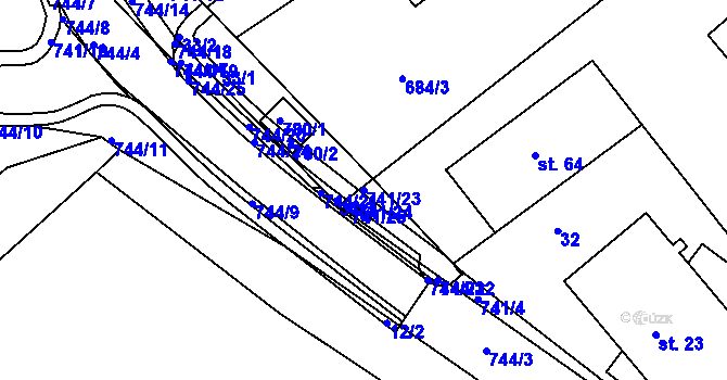 Parcela st. 741/23 v KÚ Chocomyšl, Katastrální mapa