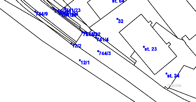 Parcela st. 744/3 v KÚ Chocomyšl, Katastrální mapa