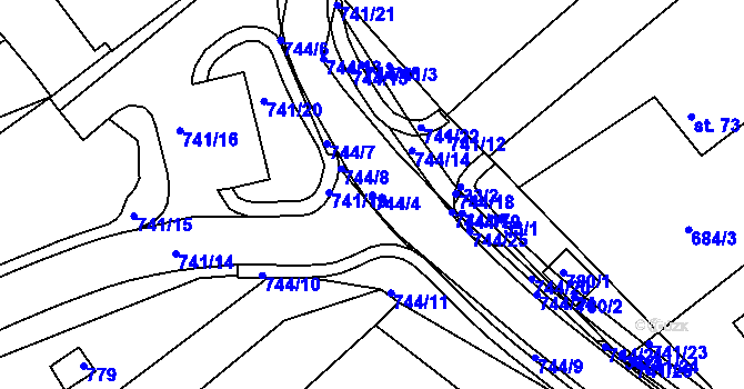 Parcela st. 744/4 v KÚ Chocomyšl, Katastrální mapa