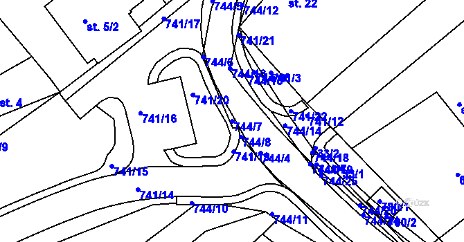 Parcela st. 744/7 v KÚ Chocomyšl, Katastrální mapa