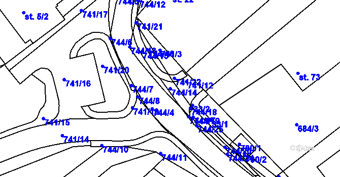 Parcela st. 744/14 v KÚ Chocomyšl, Katastrální mapa