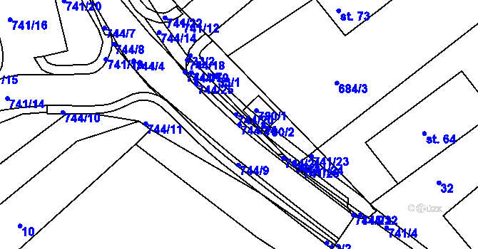 Parcela st. 744/24 v KÚ Chocomyšl, Katastrální mapa