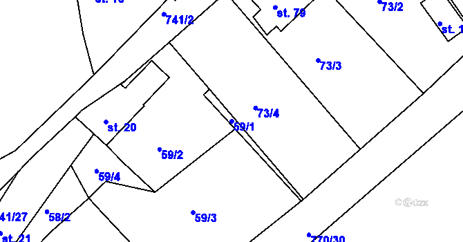 Parcela st. 59/1 v KÚ Chocomyšl, Katastrální mapa