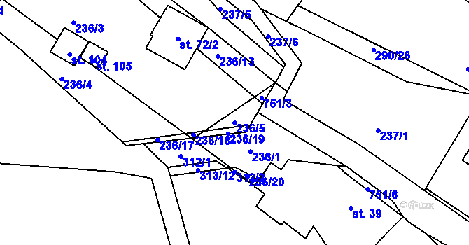 Parcela st. 236/5 v KÚ Chocomyšl, Katastrální mapa