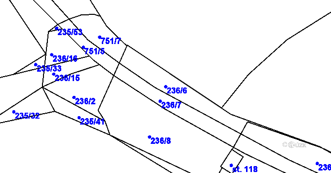 Parcela st. 236/6 v KÚ Chocomyšl, Katastrální mapa