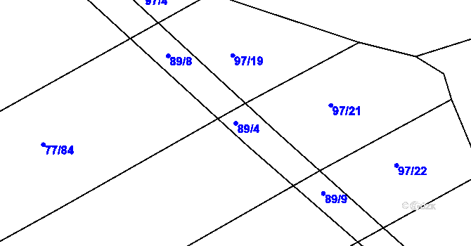Parcela st. 89/4 v KÚ Chocomyšl, Katastrální mapa