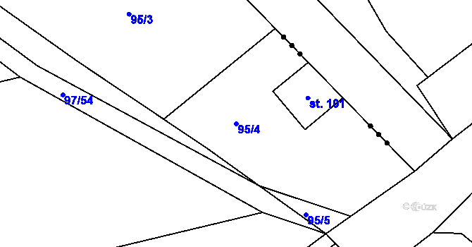 Parcela st. 95/4 v KÚ Chocomyšl, Katastrální mapa