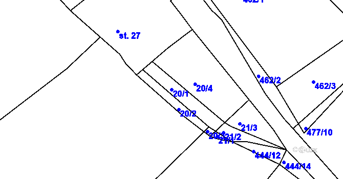 Parcela st. 20/1 v KÚ Chocomyšl, Katastrální mapa