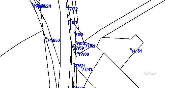 Parcela st. 77/62 v KÚ Chocomyšl, Katastrální mapa