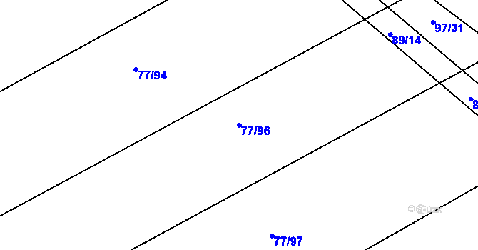 Parcela st. 77/96 v KÚ Chocomyšl, Katastrální mapa