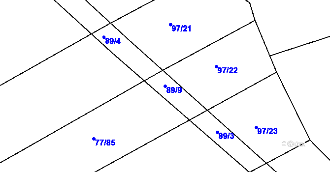 Parcela st. 89/9 v KÚ Chocomyšl, Katastrální mapa