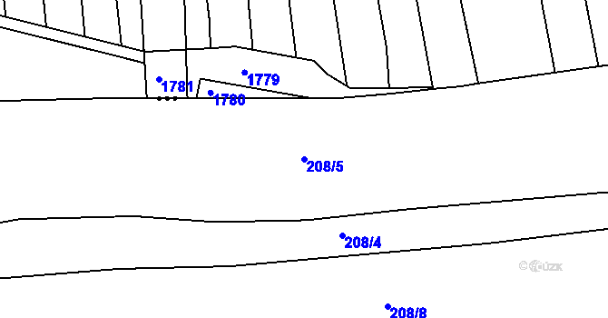 Parcela st. 208/5 v KÚ Chocomyšl, Katastrální mapa