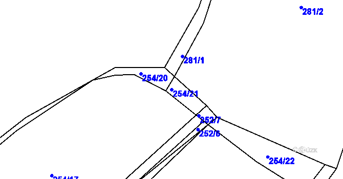 Parcela st. 254/21 v KÚ Chocomyšl, Katastrální mapa