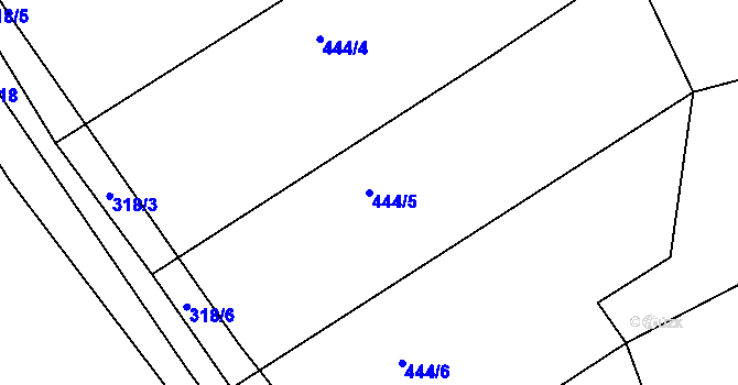 Parcela st. 444/5 v KÚ Chocomyšl, Katastrální mapa