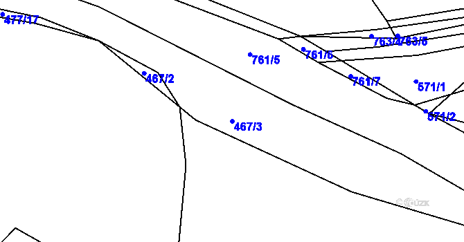 Parcela st. 467/3 v KÚ Chocomyšl, Katastrální mapa