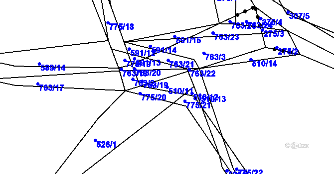 Parcela st. 510/11 v KÚ Chocomyšl, Katastrální mapa