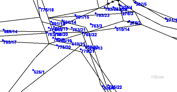 Parcela st. 510/13 v KÚ Chocomyšl, Katastrální mapa