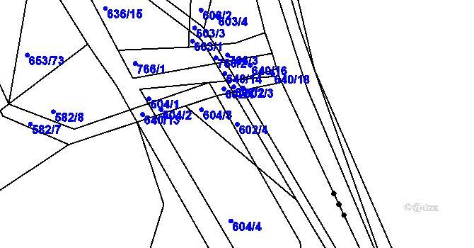 Parcela st. 602/4 v KÚ Chocomyšl, Katastrální mapa