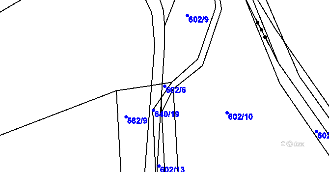 Parcela st. 602/6 v KÚ Chocomyšl, Katastrální mapa