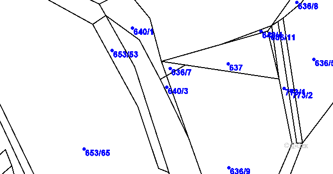 Parcela st. 640/3 v KÚ Chocomyšl, Katastrální mapa
