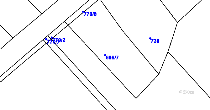 Parcela st. 686/7 v KÚ Chocomyšl, Katastrální mapa