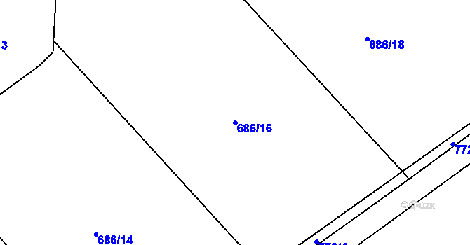 Parcela st. 686/16 v KÚ Chocomyšl, Katastrální mapa