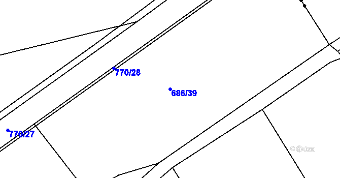 Parcela st. 686/39 v KÚ Chocomyšl, Katastrální mapa