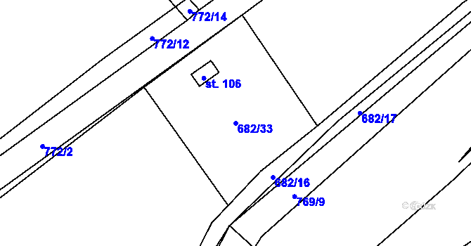 Parcela st. 682/33 v KÚ Chocomyšl, Katastrální mapa