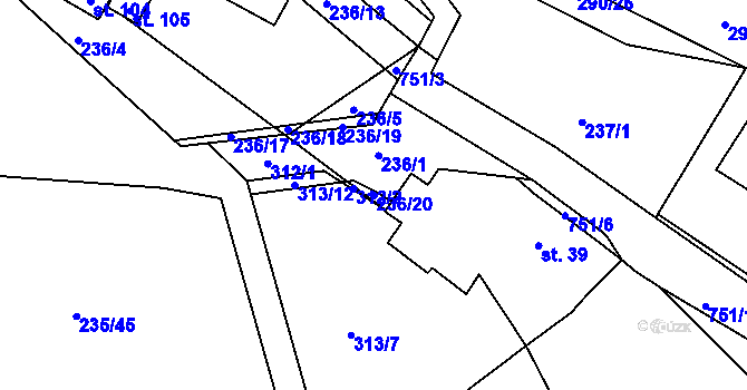 Parcela st. 236/20 v KÚ Chocomyšl, Katastrální mapa