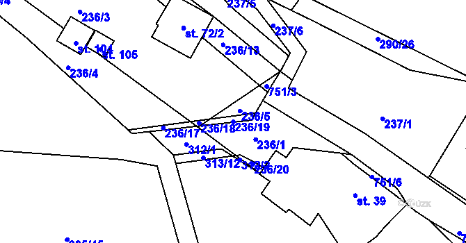 Parcela st. 236/19 v KÚ Chocomyšl, Katastrální mapa