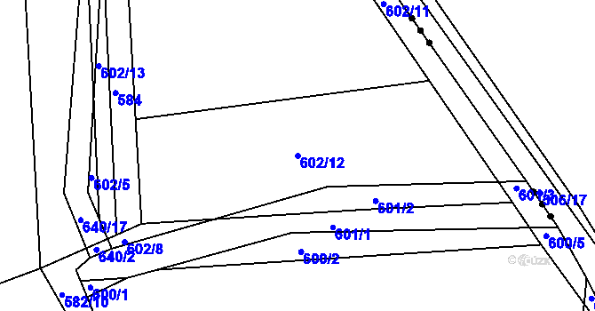 Parcela st. 602/12 v KÚ Chocomyšl, Katastrální mapa