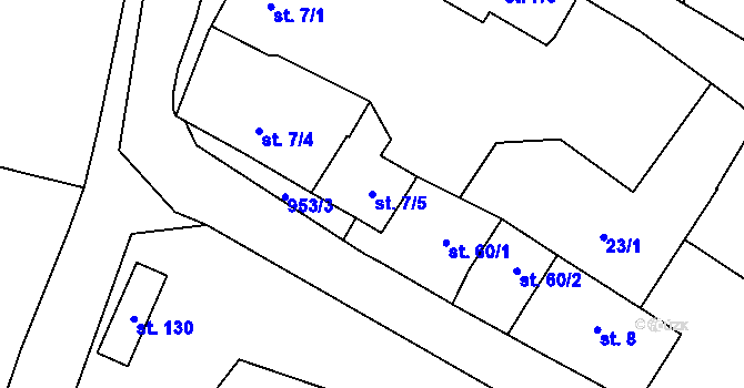 Parcela st. 7/5 v KÚ Chodouň, Katastrální mapa