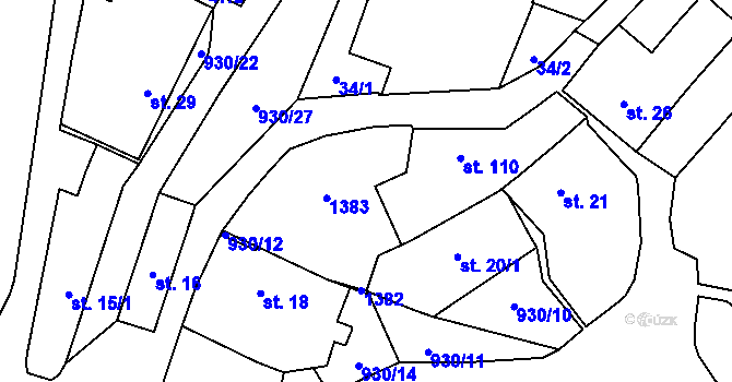 Parcela st. 19 v KÚ Chodouň, Katastrální mapa