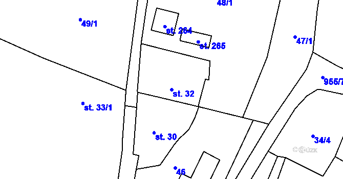 Parcela st. 32 v KÚ Chodouň, Katastrální mapa