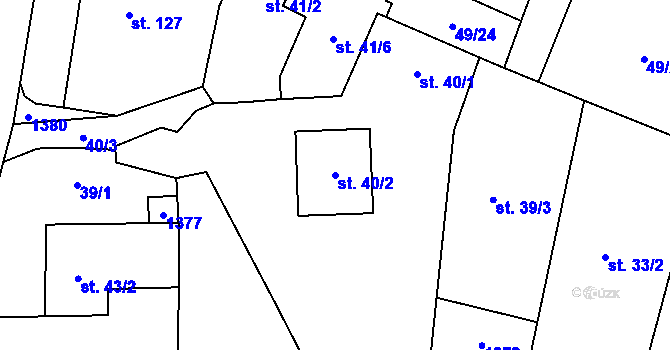 Parcela st. 40/2 v KÚ Chodouň, Katastrální mapa