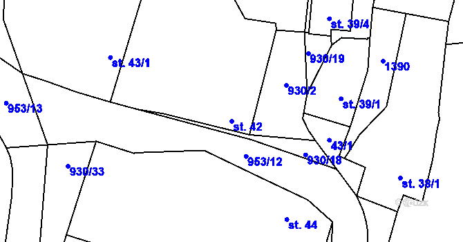 Parcela st. 42 v KÚ Chodouň, Katastrální mapa