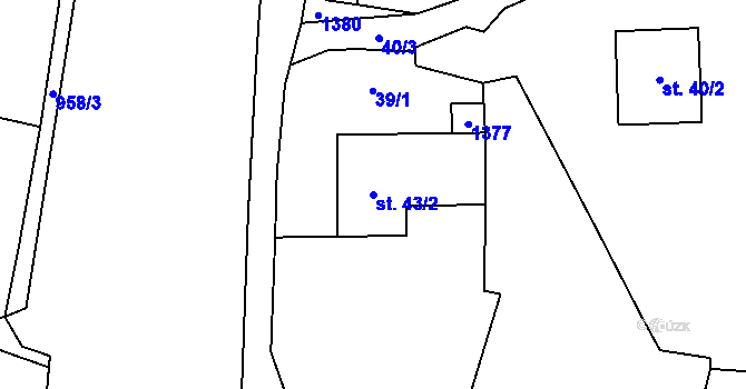 Parcela st. 43/2 v KÚ Chodouň, Katastrální mapa