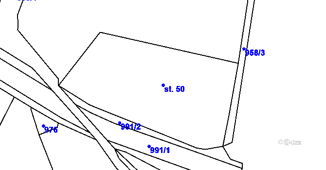 Parcela st. 50 v KÚ Chodouň, Katastrální mapa
