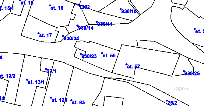 Parcela st. 56 v KÚ Chodouň, Katastrální mapa