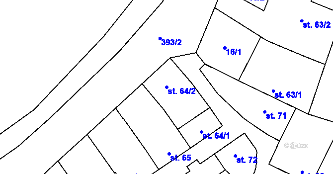 Parcela st. 64/2 v KÚ Chodouň, Katastrální mapa