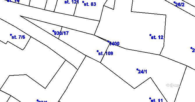 Parcela st. 109 v KÚ Chodouň, Katastrální mapa
