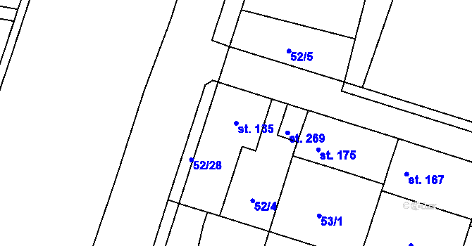 Parcela st. 135 v KÚ Chodouň, Katastrální mapa